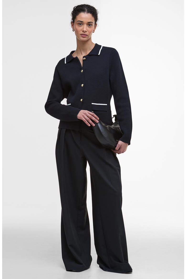 Colleen Cotton Collared Cardigan, Alternate, color, DARK NAVY