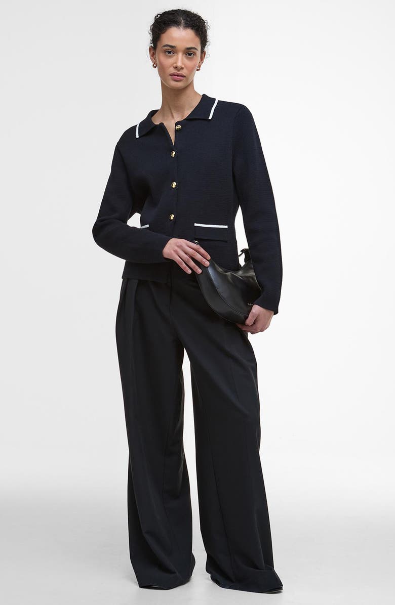 Barbour Colleen Cotton Collared Cardigan, Alternate, color, Dark Navy