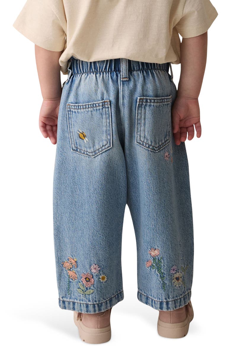 NEXT Kids' Bee Embroidered Wide Leg Jeans, Alternate, color, 