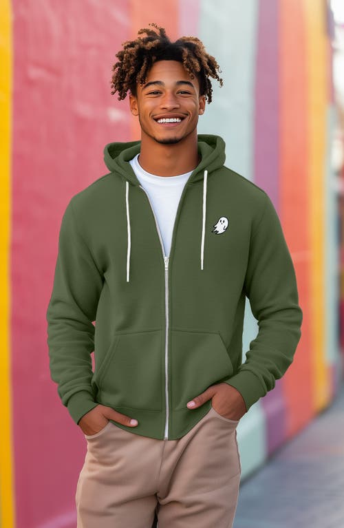 Dalix Ghost Zip Hoodie In Military Green