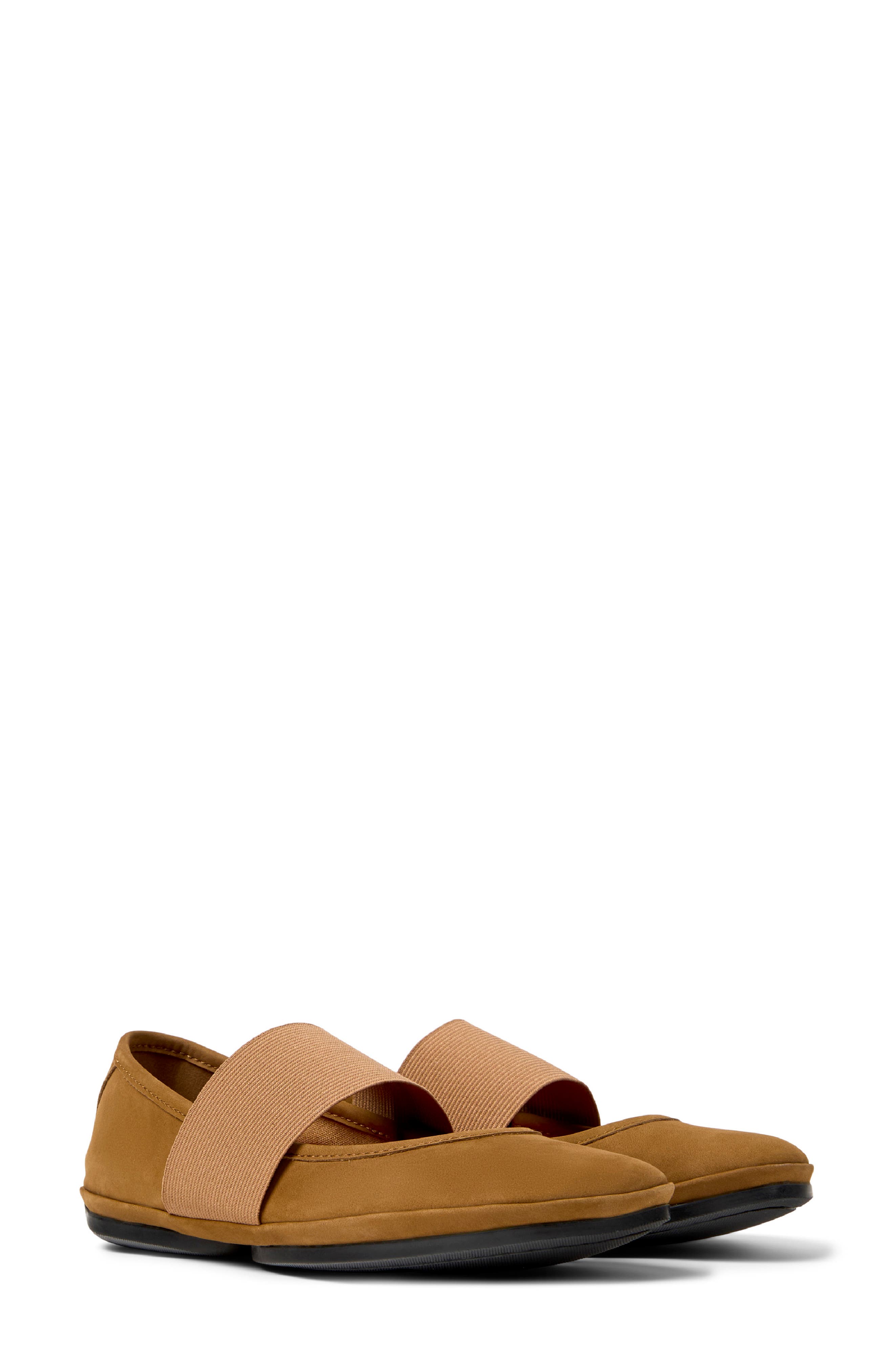 Camper Right Nina Ballet Flat, Main, color, Medium Brown