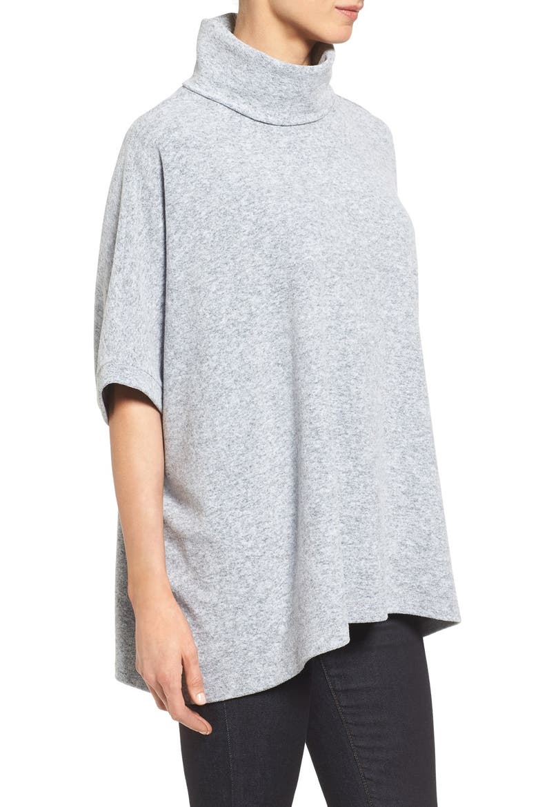 Cozy Knit Turtleneck Poncho, Alternate, color, GREY MARL PATTERN