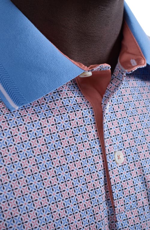 Bugatchi Vance Ooohcotton® Geo Print Polo In Blue