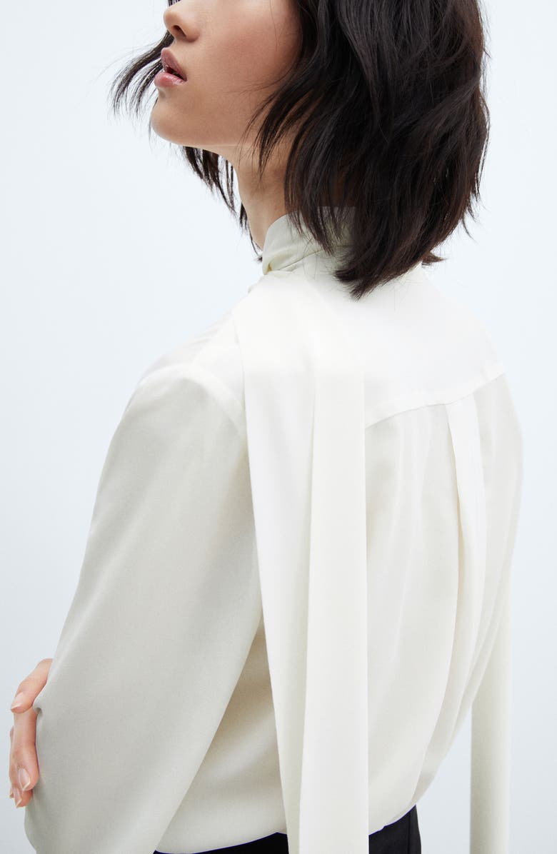 MANGO Tie Neck Shirt, Alternate, color, 