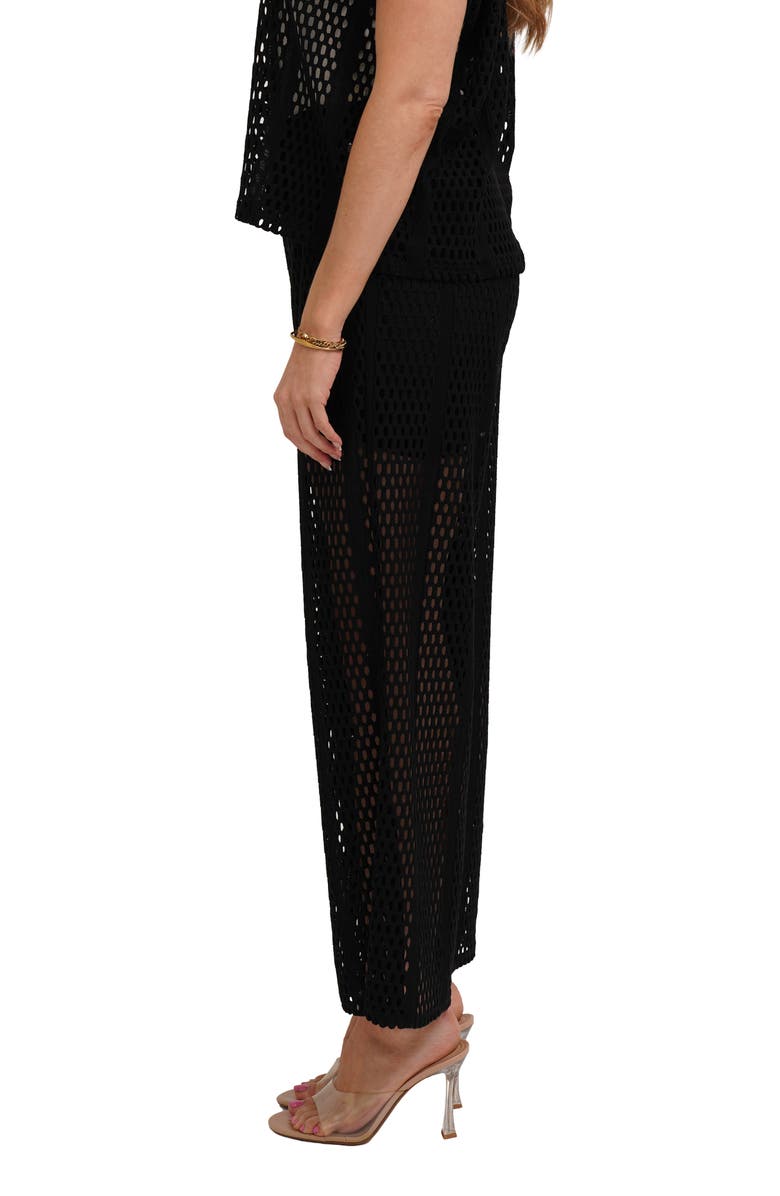 CYRUS <p>Open Stitch Wide Leg Pull On Pants</p>, Alternate, color, Black