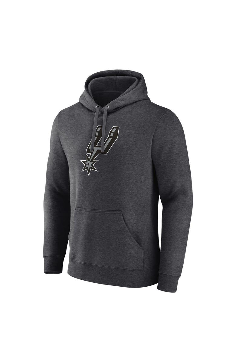 FANATICS Men's Fanatics Branded  Heather Charcoal San Antonio Spurs Primary Logo Pullover Hoodie, Alternate, color, 