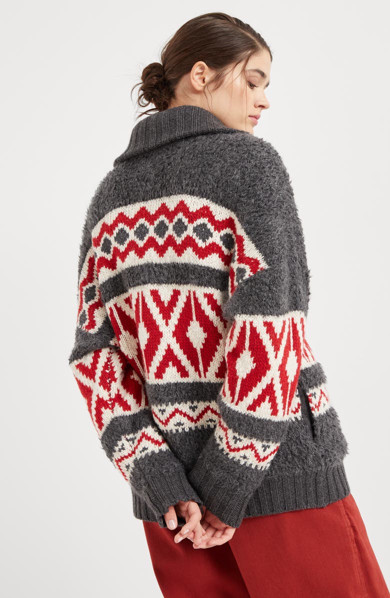 Brunello Cucinelli Retro Jacquard cardigan, Alternate, color, 