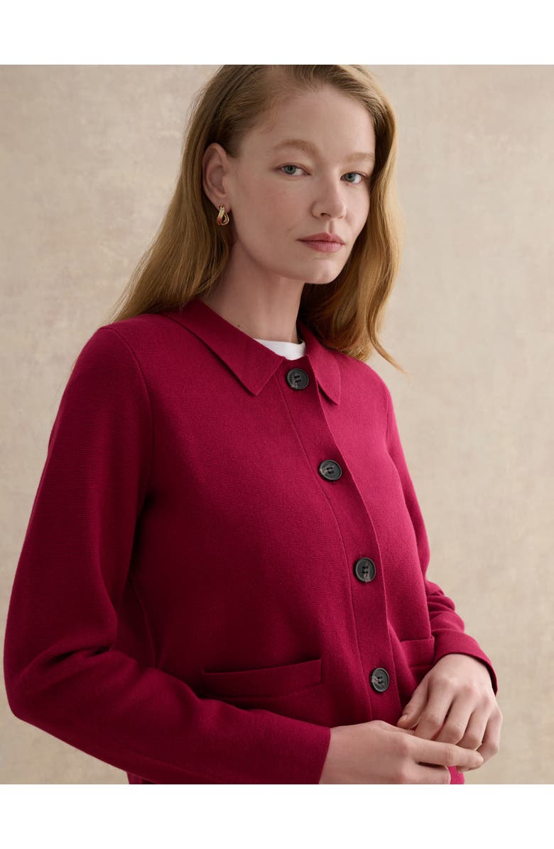 HOBBS LONDON Mia Merino Wool Blend Knitted Cardigan, Alternate, color, Beetroot Pink