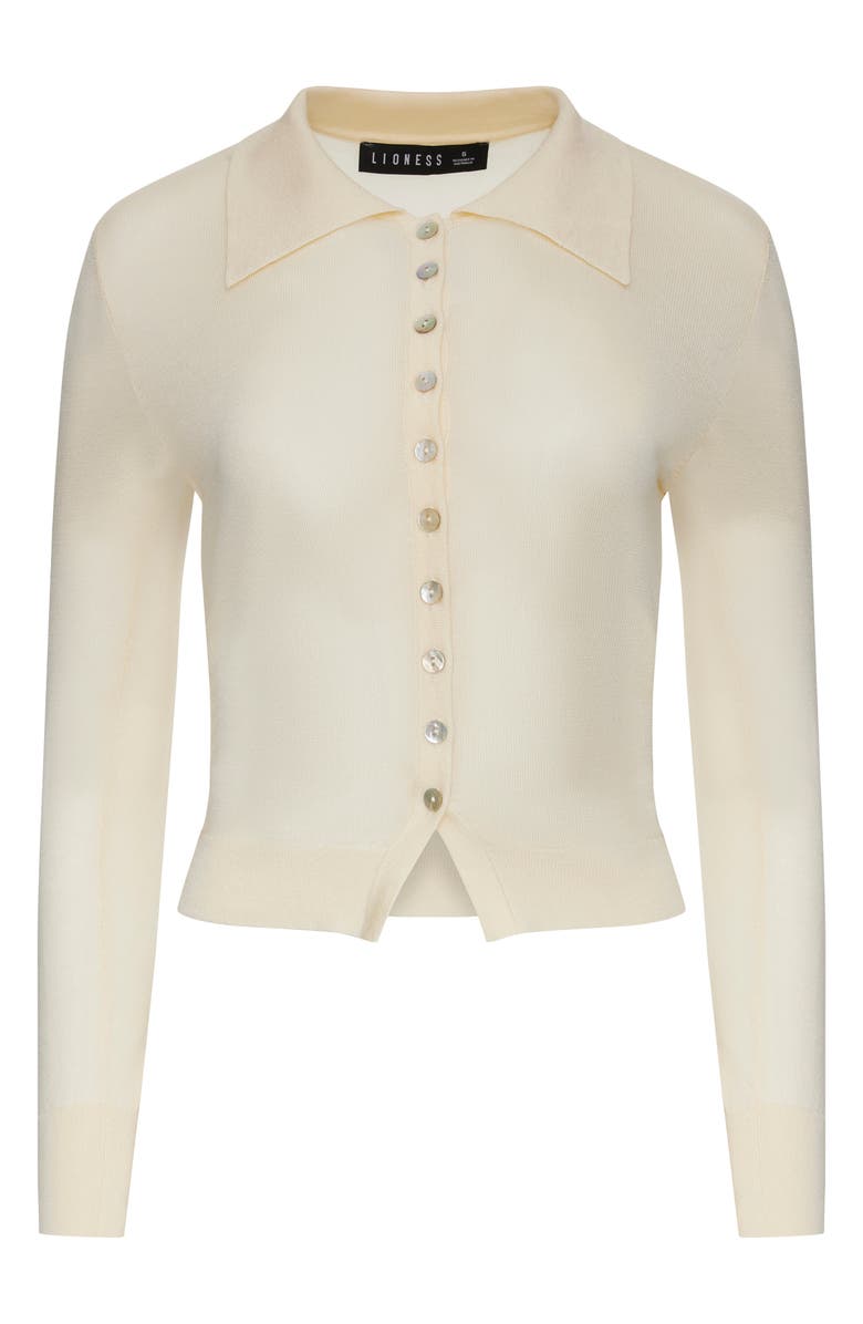 LIONESS Chalet Point Collar Knit Shirt, Alternate, color, Butter