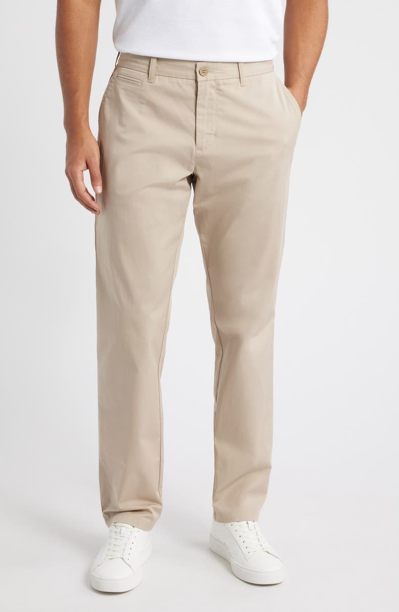 Nordstrom Slim Straight Stretch Cotton Twill Chinos, Main, color, Tan Cobblestone