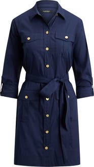 Lauren Ralph Lauren Stretch Cotton Belted Shirtdress