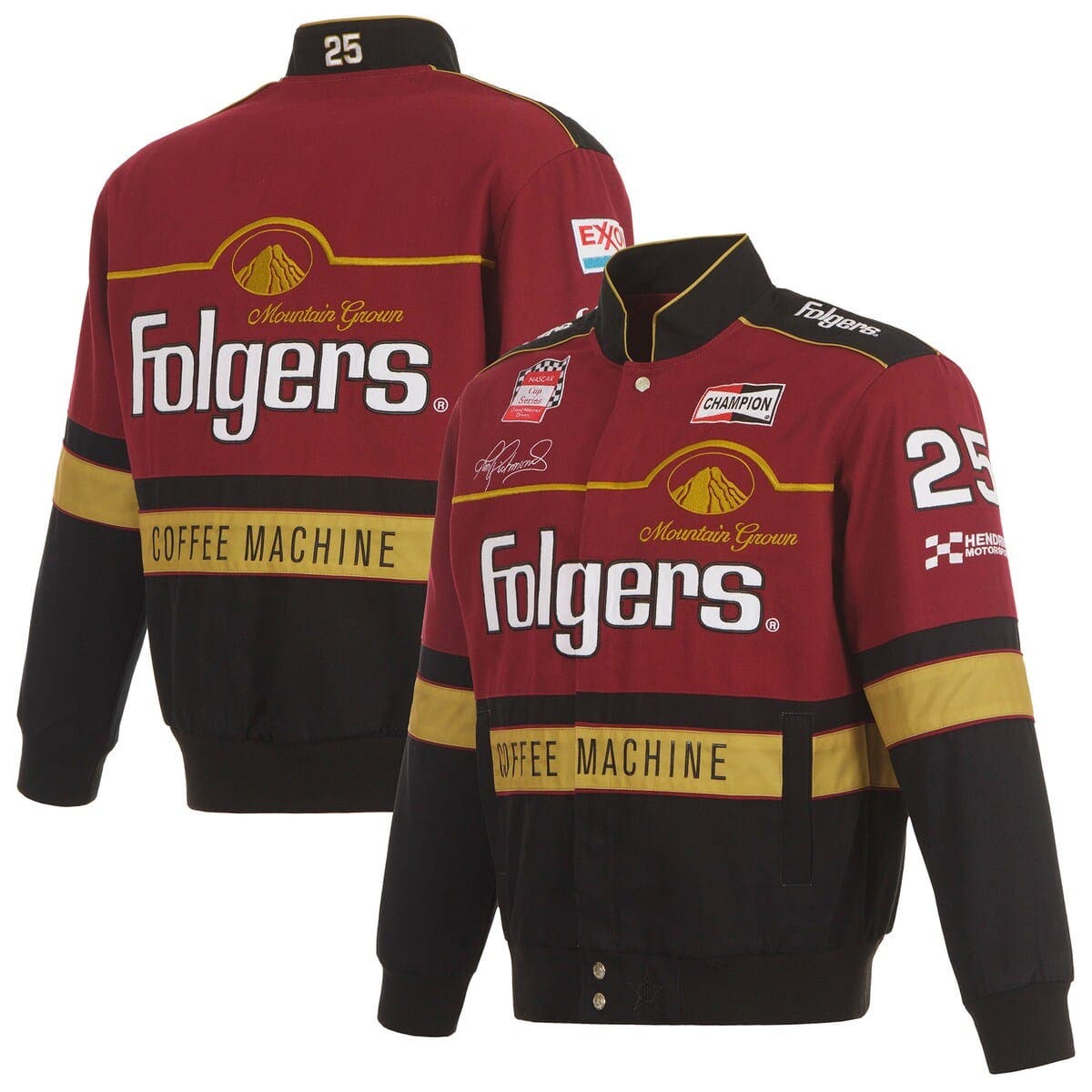 Jh Design Maroon/black Tim Richmond Folgers Twill Uniform Full-snap Jacket