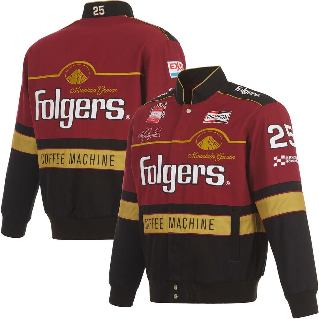 Jh Design Maroon/black Tim Richmond Folgers Twill Uniform Full-snap Jacket