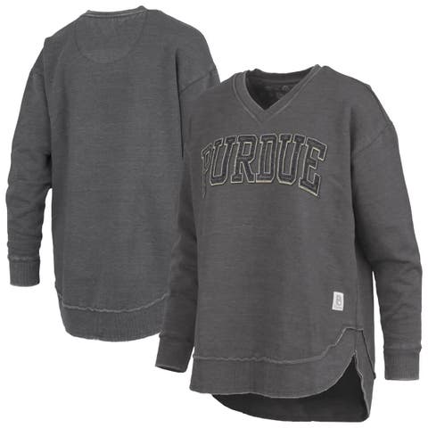 Women's Pressbox Black Purdue Boilermakers Westin Poncho V-Neck Pullover Sweatshirt