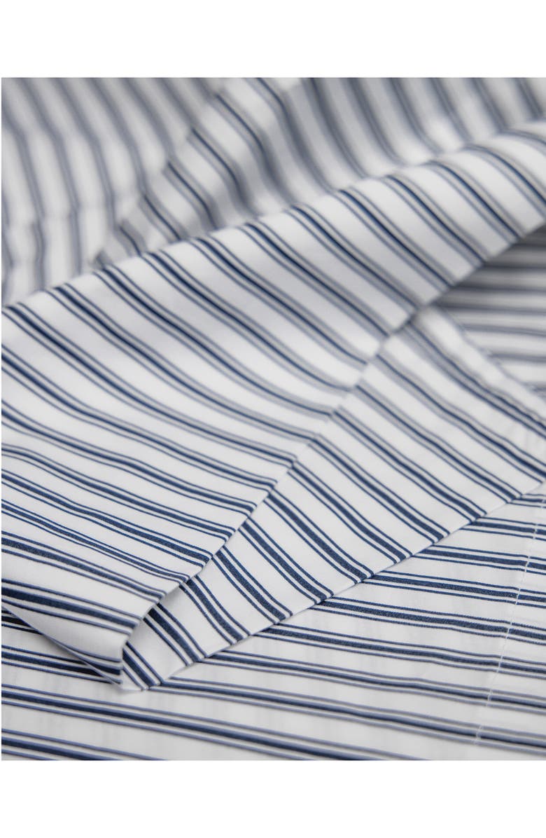 Petite Plume French Ticking Cotton Percale Duvet Cover & Shams Set, Alternate, color, Navy