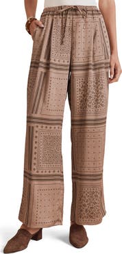 Splendid Valerie Print Tie Waist Wide Leg Pants