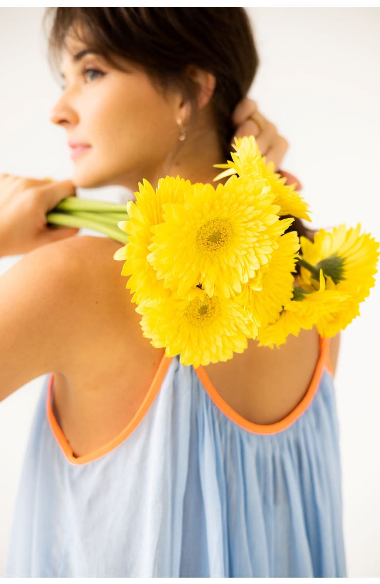 SALUA The Marigold Cotton Lounge Dress, Alternate, color, Periwinkle/Neon Pink