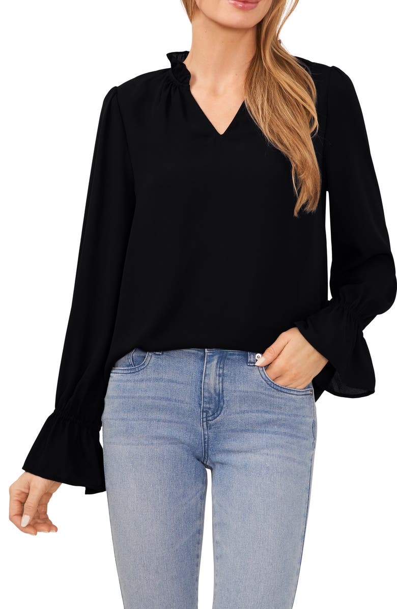 CeCe Ruffle V-Neck Blouse, Main, color,