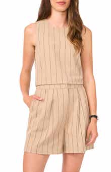 Halogen® Pinstripe Linen & Cotton Shell