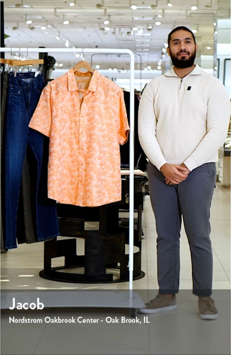 Poseidon Short Sleeve Linen & Cotton Jacquard Button-Up Shirt, sales video thumbnail