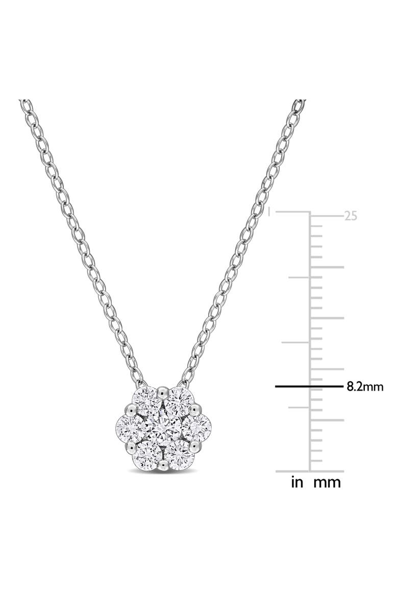 Lab-Grown Diamond Floral Cluster Pendant Necklace, Alternate, color, Sterling silver