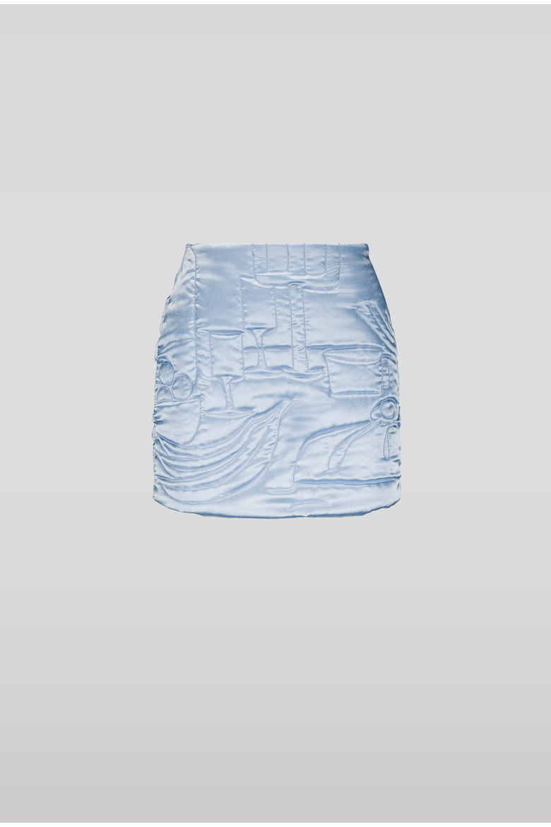 Iris Embroidered Satin Skirt, Main, color, Baby Blue