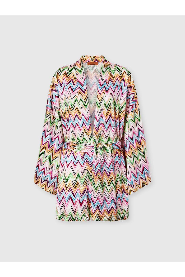 Cover-up In Stretch Viscose With Lace And Zigzag Motif, Main, color, Multicoloured