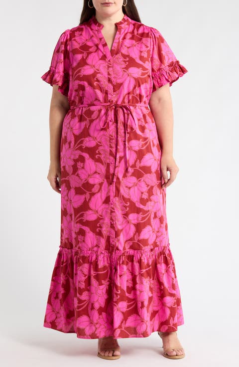 Craney Floral Alna Maxi Shirtdress (Plus)
