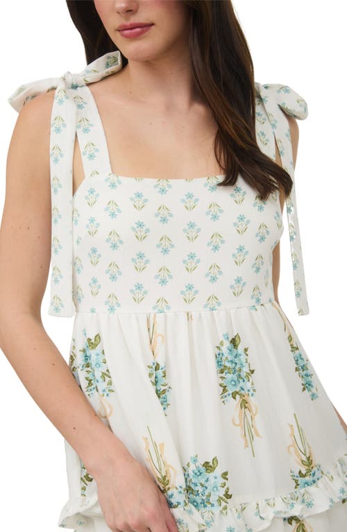 August Sky Floral Bow Strap Maxi Dress In Light Sage Multi