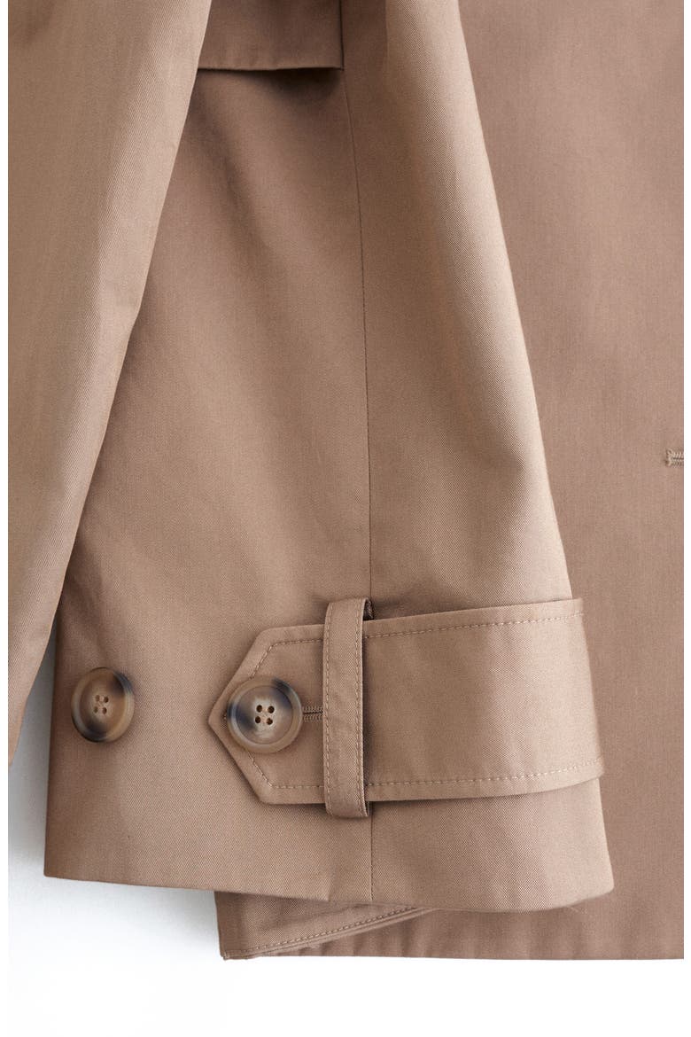Double Breasted Cotton Crop Trench Jacket, Alternate, color, BEIGE MEDIUM DUSTY