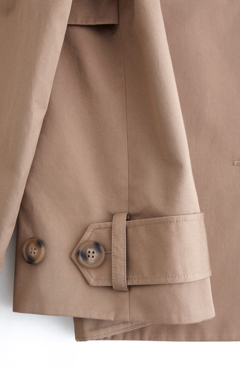& Other Stories Double Breasted Cotton Crop Trench Jacket, Alternate, color, Beige Medium Dusty