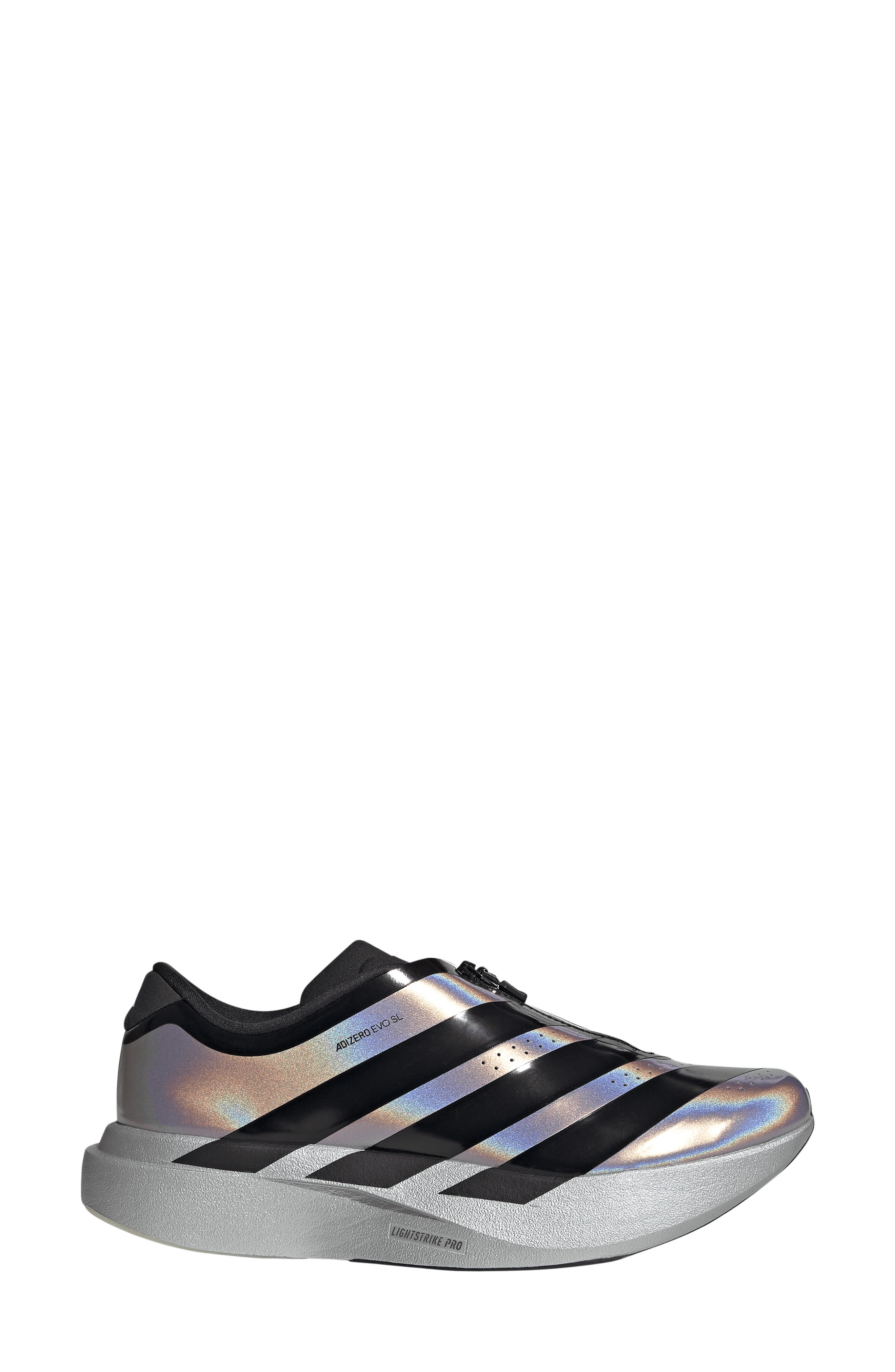 Adizero Evo SL Zip Running Shoe, Alternate, color, SILVER/ BLACK/ HALO SILVER