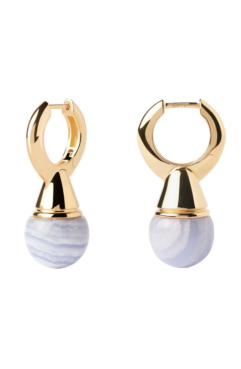 PDPAOLA Blue Lace Agate Riviera Hoops, Main, color, Blue Lace