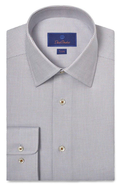 David Donahue Trim Fit Micro Dobby Dress Shirt In Dune/blue