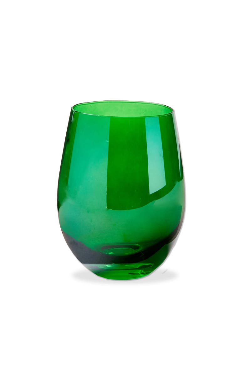 tag Green Stemless Wine Glass for Christmas Celebrations, Main, color, Green