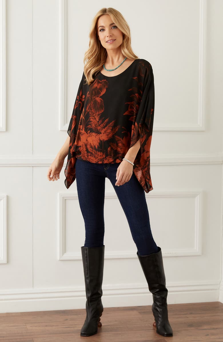 Karen Kane Blouson Scarf Top, Alternate, color, Print