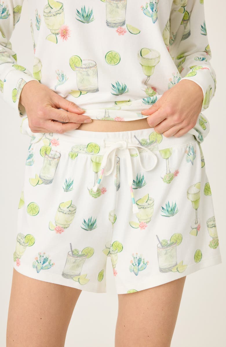 PJ Salvage Limes & Sunshine Butter Jersey Pajama Shorts, Main, color, 