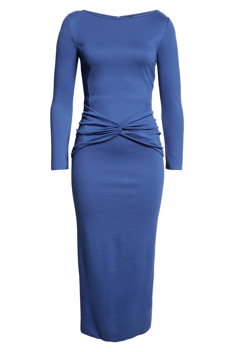 Punto Milano Gathered Waist Long Sleeve Maxi Dress, Alternate, color, COBALT BLUE