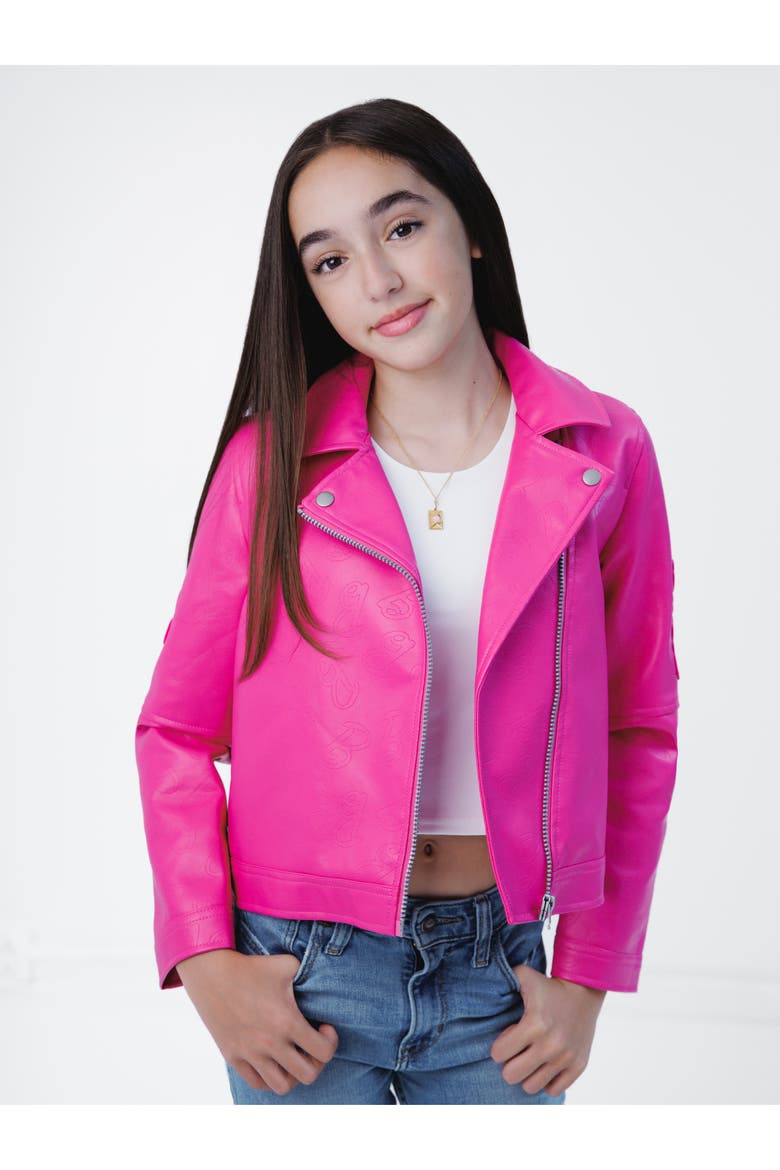 Iridescent Zip-Up Leather Jacket, Alternate, color, Iridescent Pink