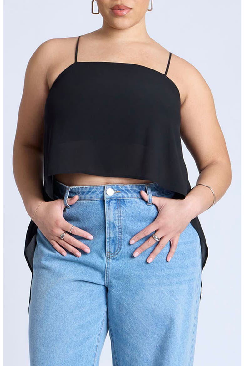 Cascading Crop Top, Main, color, BLACK