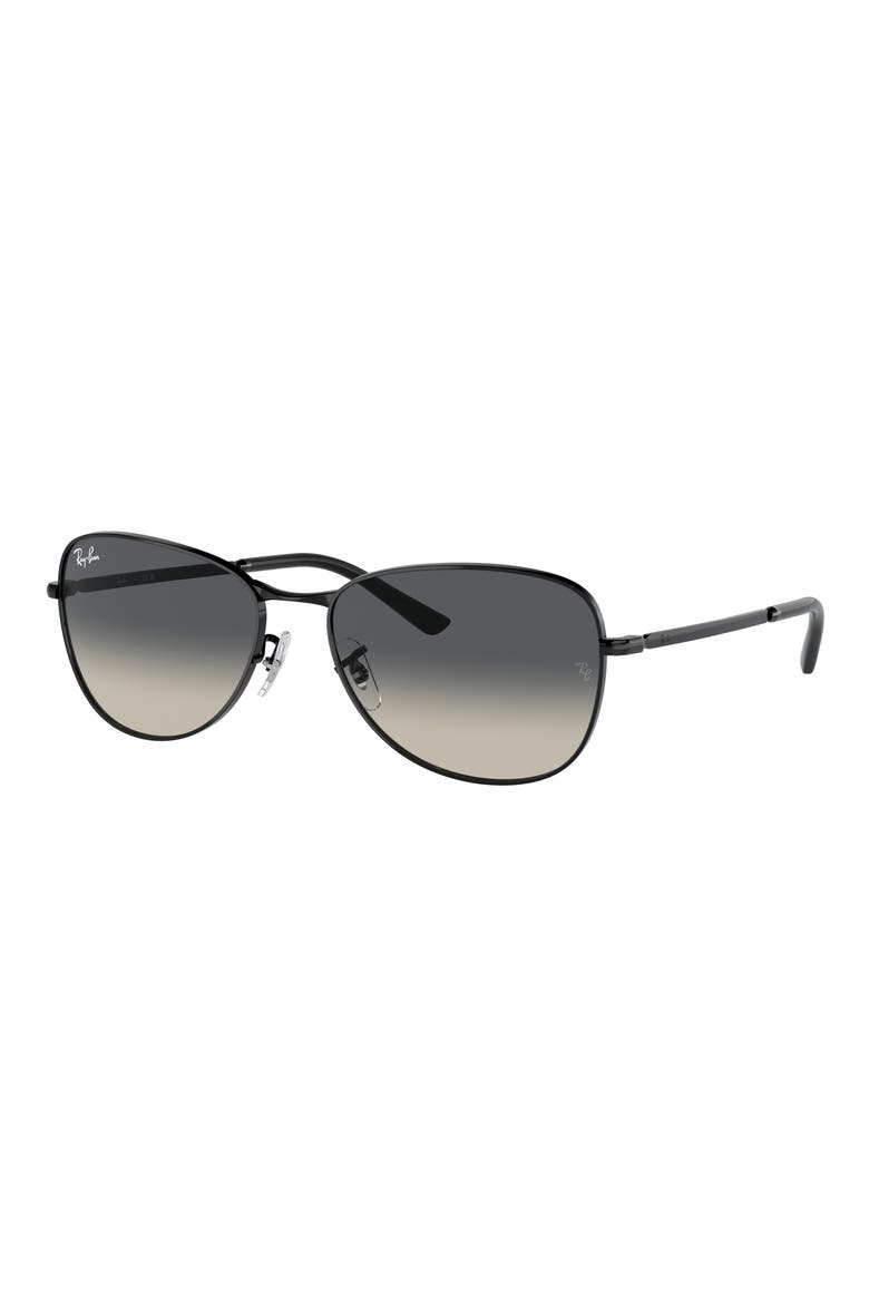 59mm Gradient Pilot Sunglasses, Alternate, color, BLACK