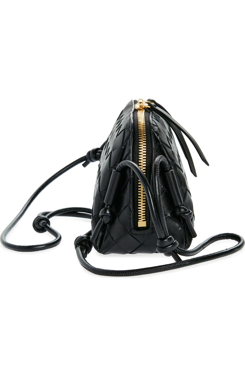 Bottega Veneta Mini Concert Intrecciato Leather Crossbody Bag, Alternate, color, 8425 Black-Gold