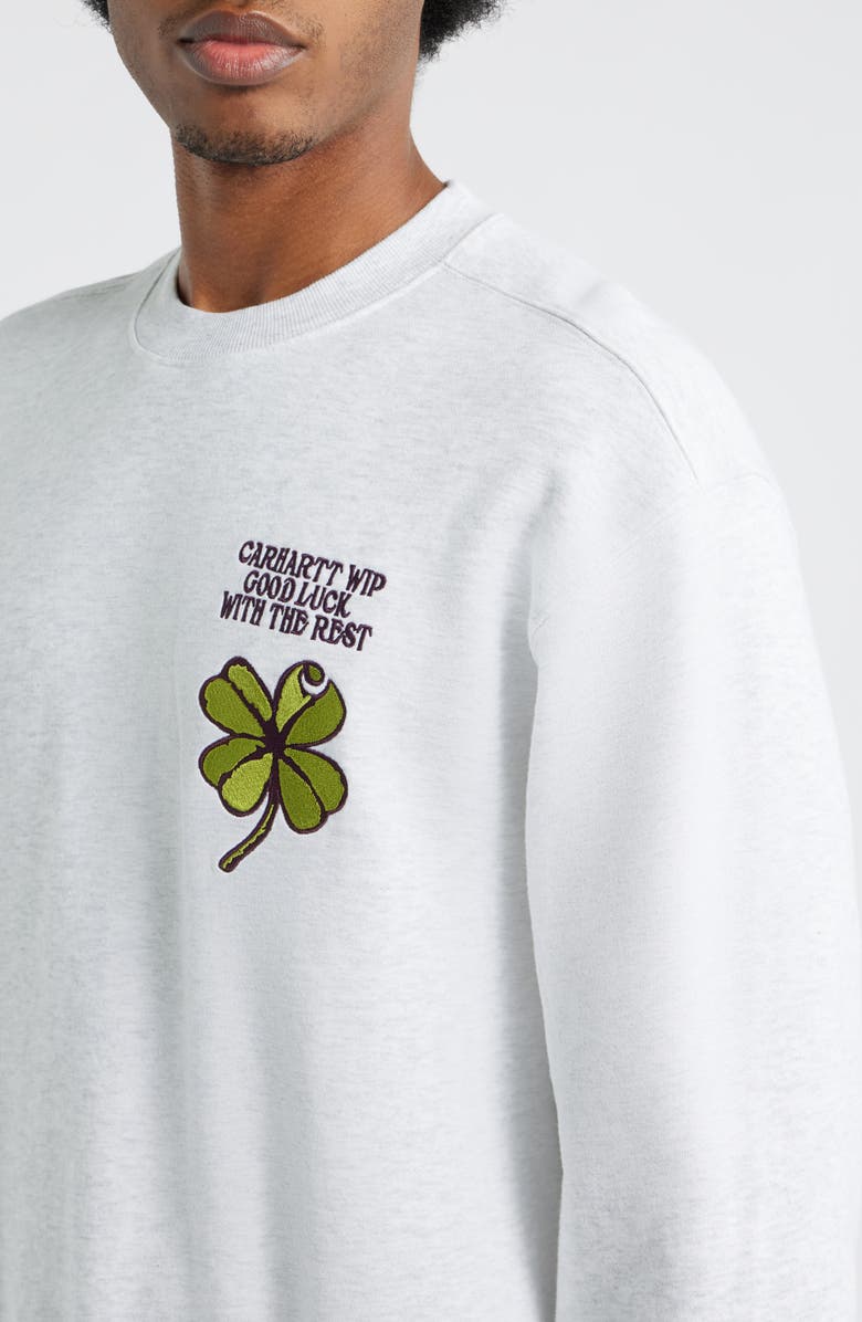 Carhartt Work In Progress Clover Embroidered Sweatshirt, Alternate, color, Ash Heather