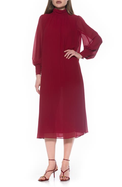 Kehlani Long Sleeve Chiffon Midi Dress