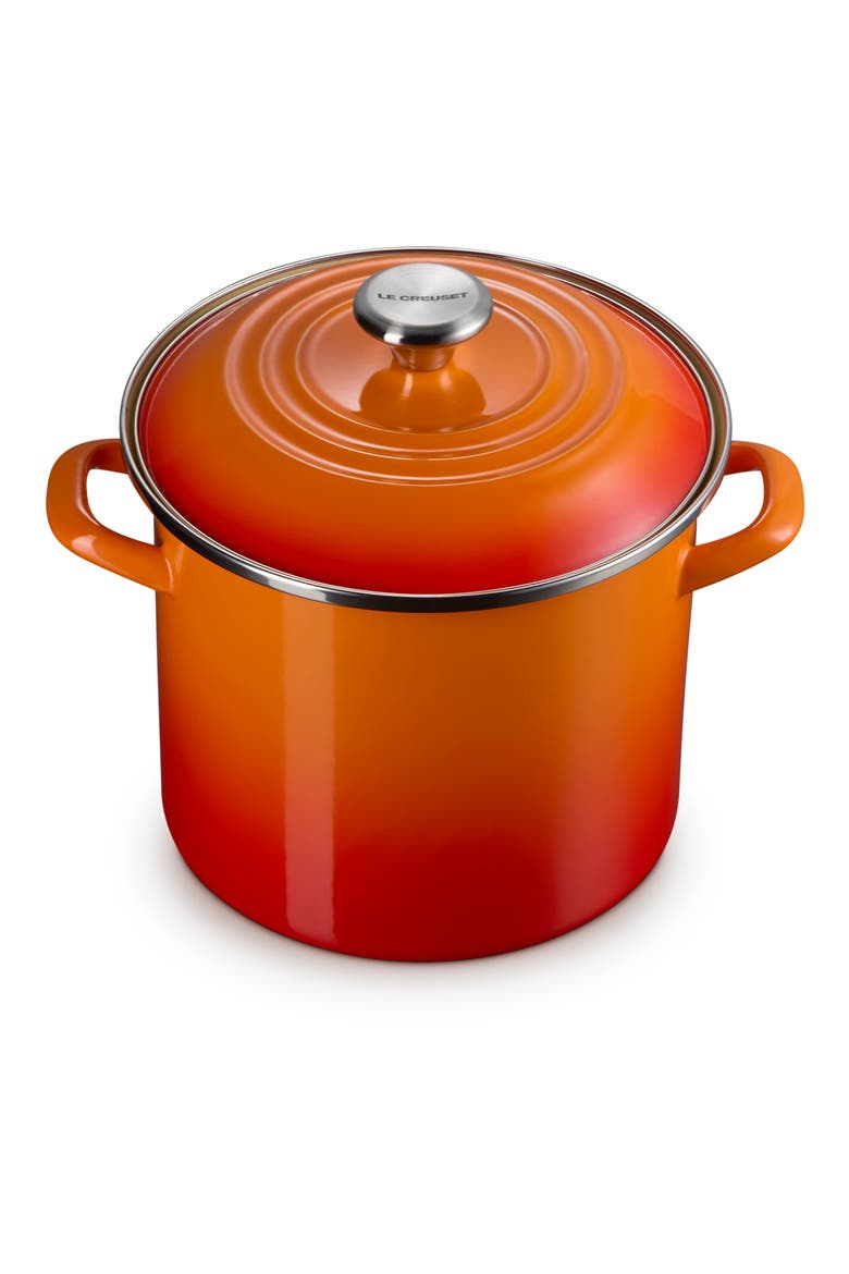 8-Quart Enameled Stainless Steel Stock Pot, Main, color, FLAME
