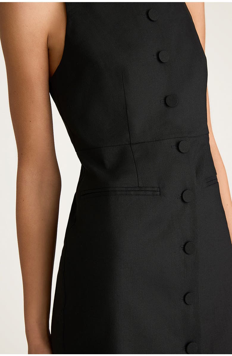 Rebecca Taylor Structured Button Front Midi Dress, Alternate, color, Black