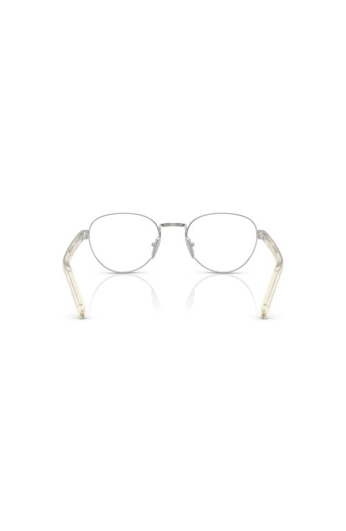 Prada 49mm Round Optical Glasses In Metallic