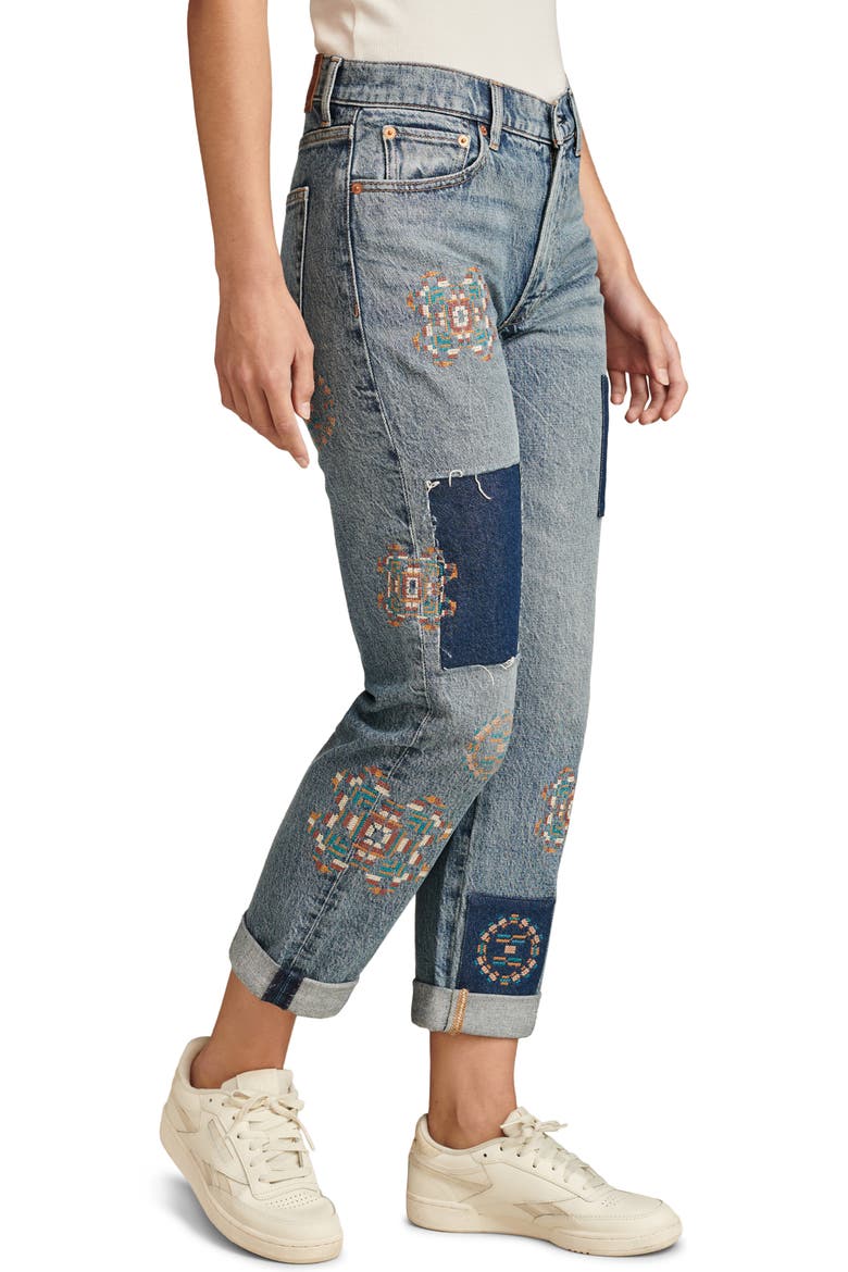Embroidered Patch Detail Jeans, Alternate, color, ADORE ME WASH
