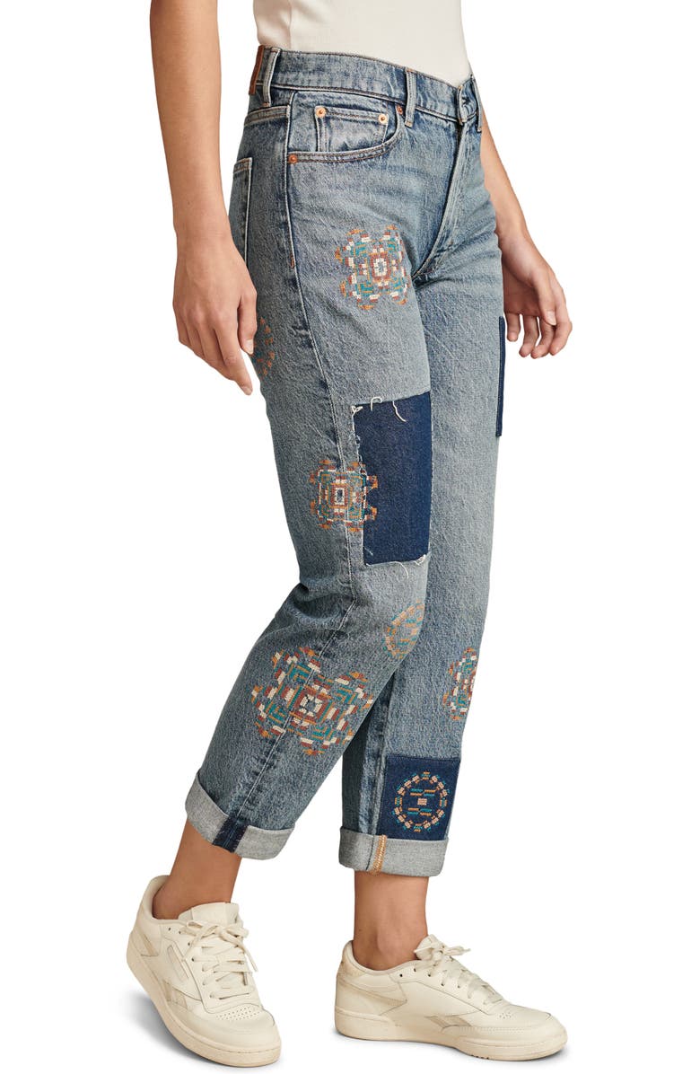 Lucky Brand Embroidered Patch Detail Jeans, Alternate, color, 