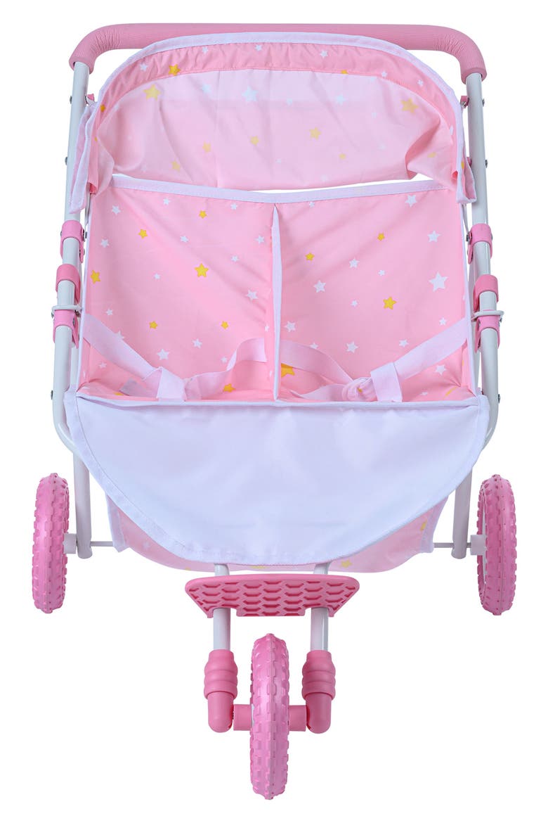 Olivia's Little World Twinkle Star Princess Collection Twin Doll Stroller, Alternate, color, PINK